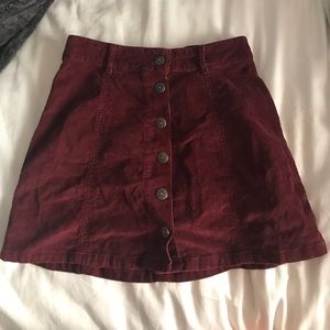 American Eagle Maroon Button Up Skirt