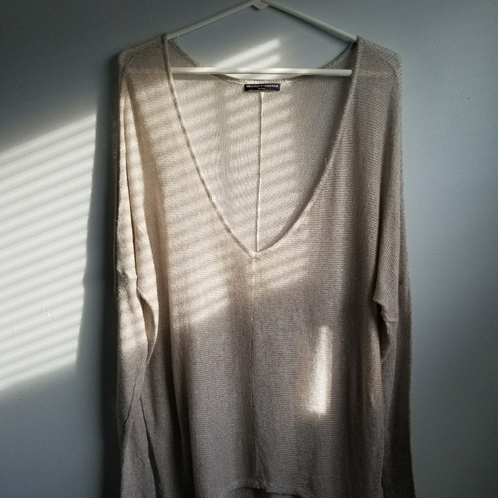 BRANDY MELVILLE Gigi Knit Top Oatmeal
