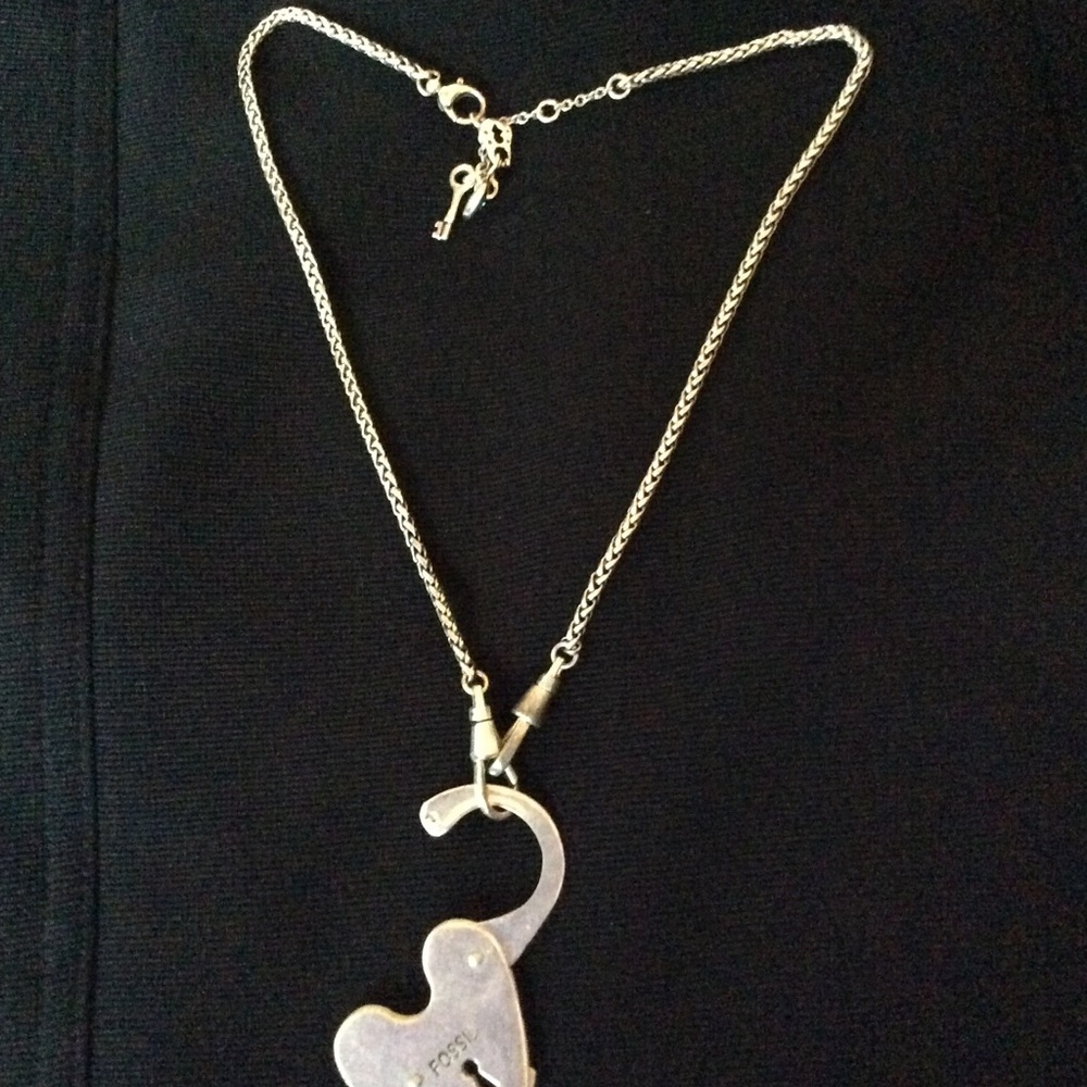 Fossil silver heart lock necklace