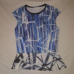 ZARA navy blue & white top