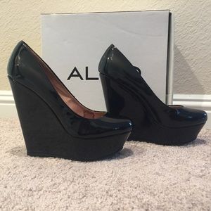 Aldo Black Patent Wedges