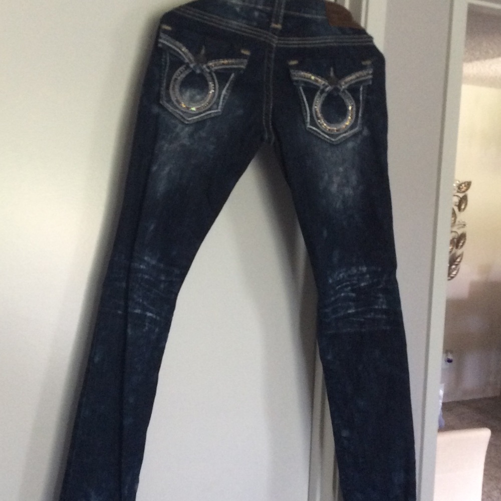 Big Star acid Wash Jeans with Rhinestones