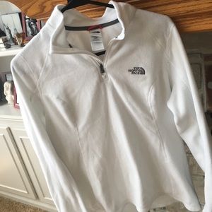 North Face white fleece quarter-zip pullover