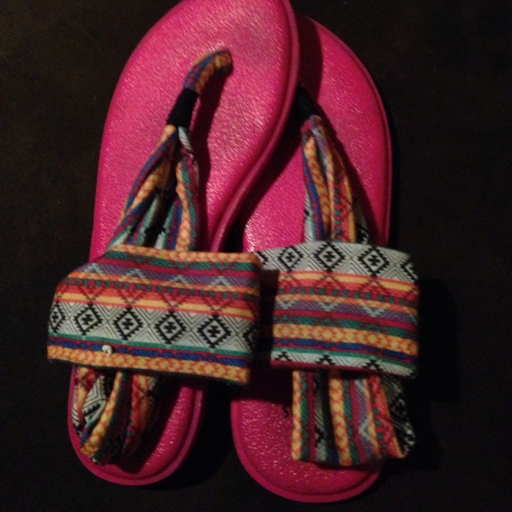 Pink Sanok yoga mat flip flops. Women's 5