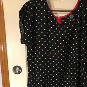 Kate inspired! Bobeau black white red polka blouse