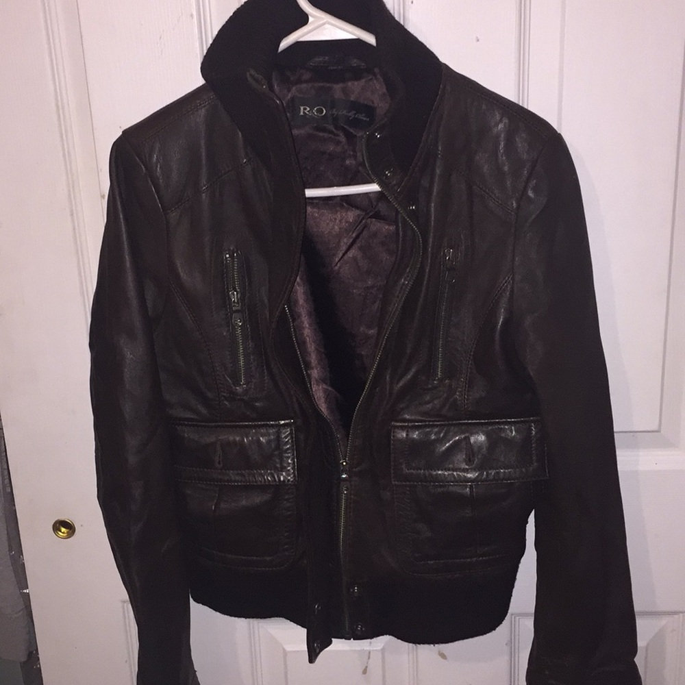 Brown leather jacket