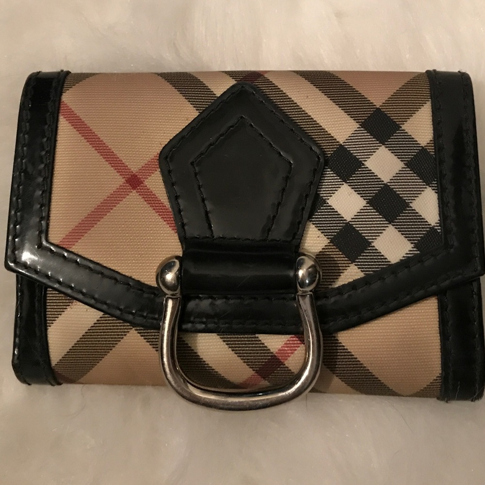 Burberry Classic Check Wallet with Silver Hardware