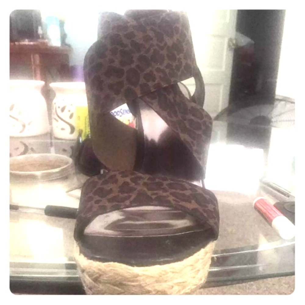 Leopard print wedges