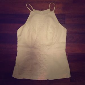 Lilly Pulitzer white top with white embroidery
