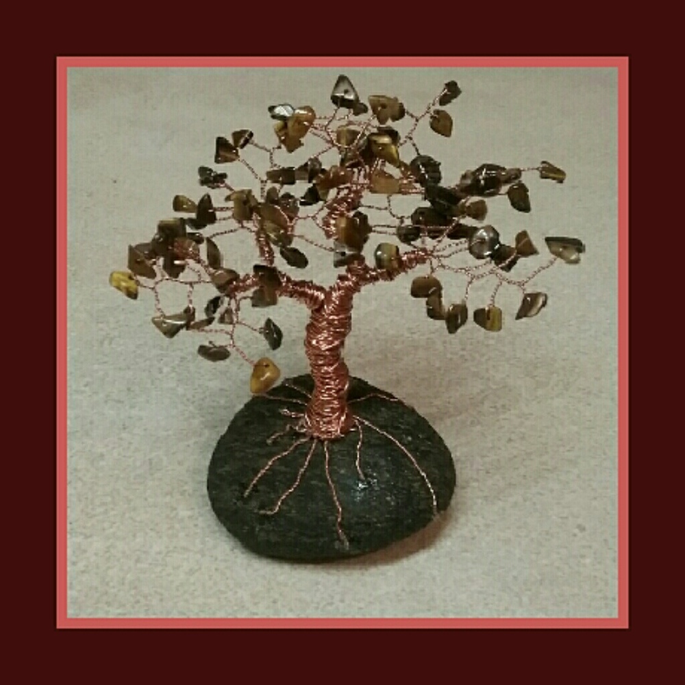 Tiger's Eye Oak-styled Gemstone Tree