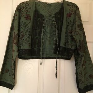 Indian Stitched Green and Black Bolero Jacket