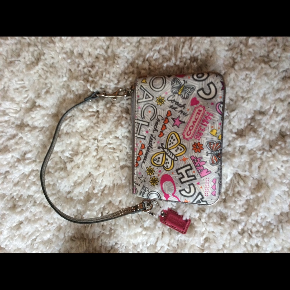 Coach poppy pink wristlet