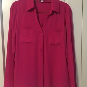 Like New Express Portofino Shirt Fuschia Pink L