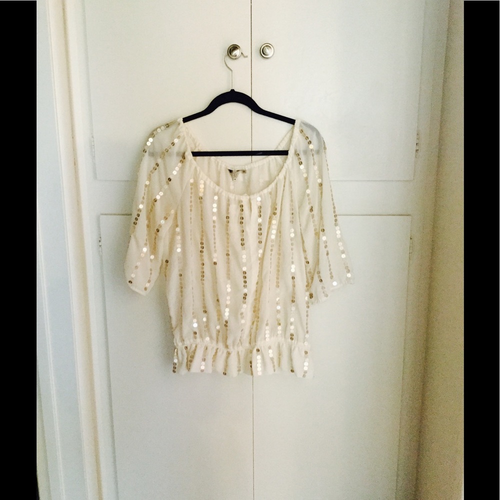 Guess cream golden sequins blouse