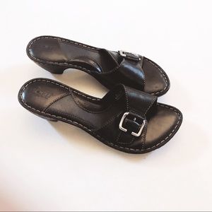 Born Black Leather Slip On Clogs