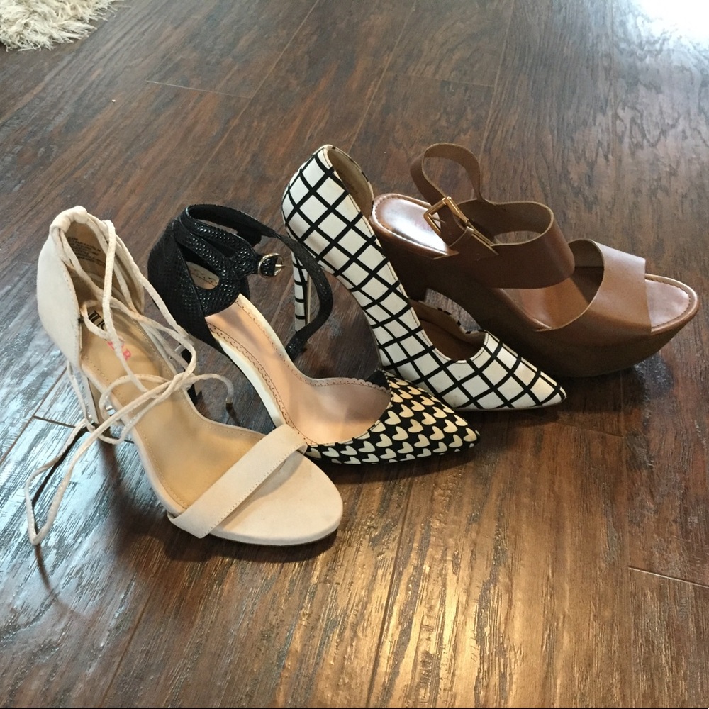 Lot of 4 shoes - mostly JustFab brand - size 7.5/8