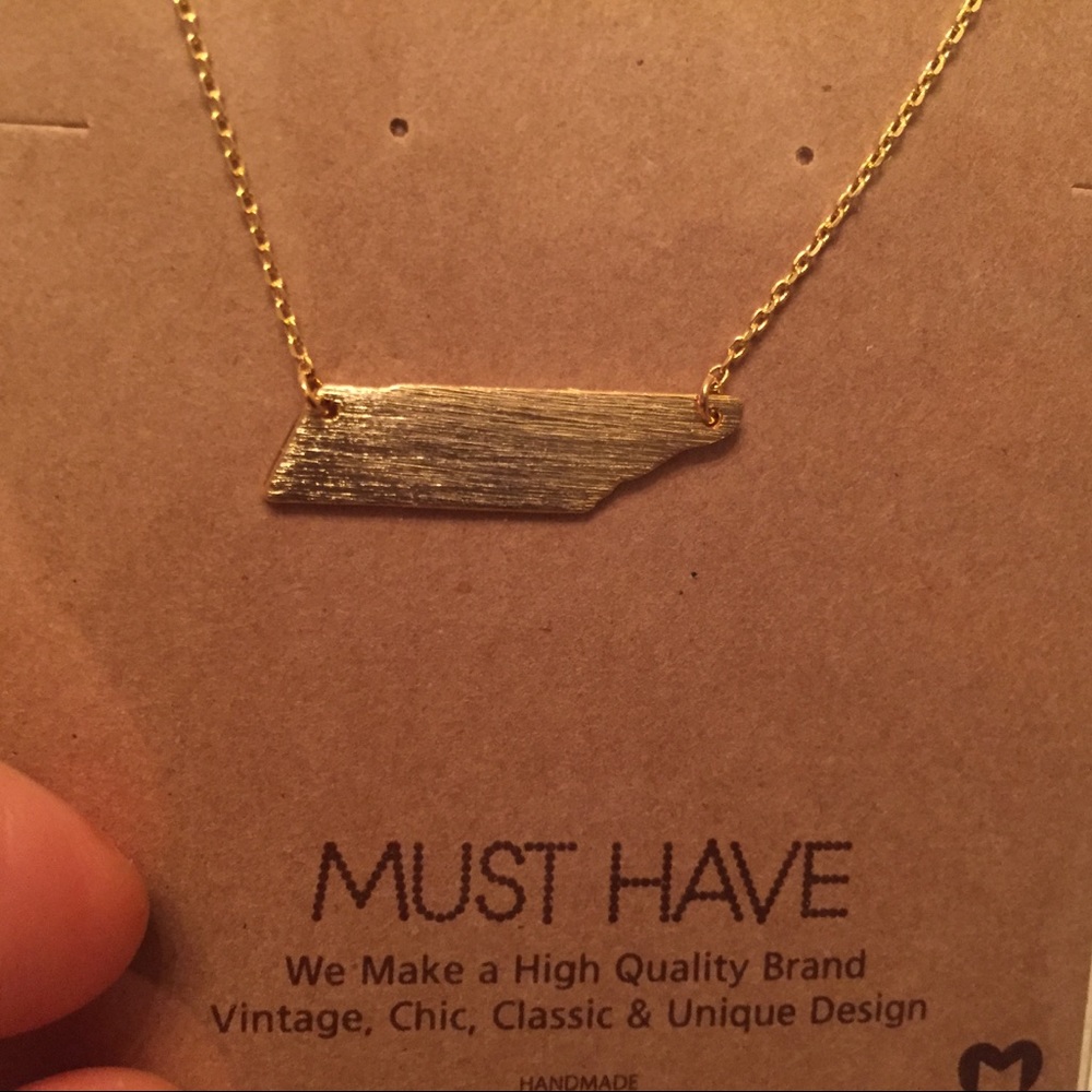 Gold, handmade state of TN necklace. Never worn.