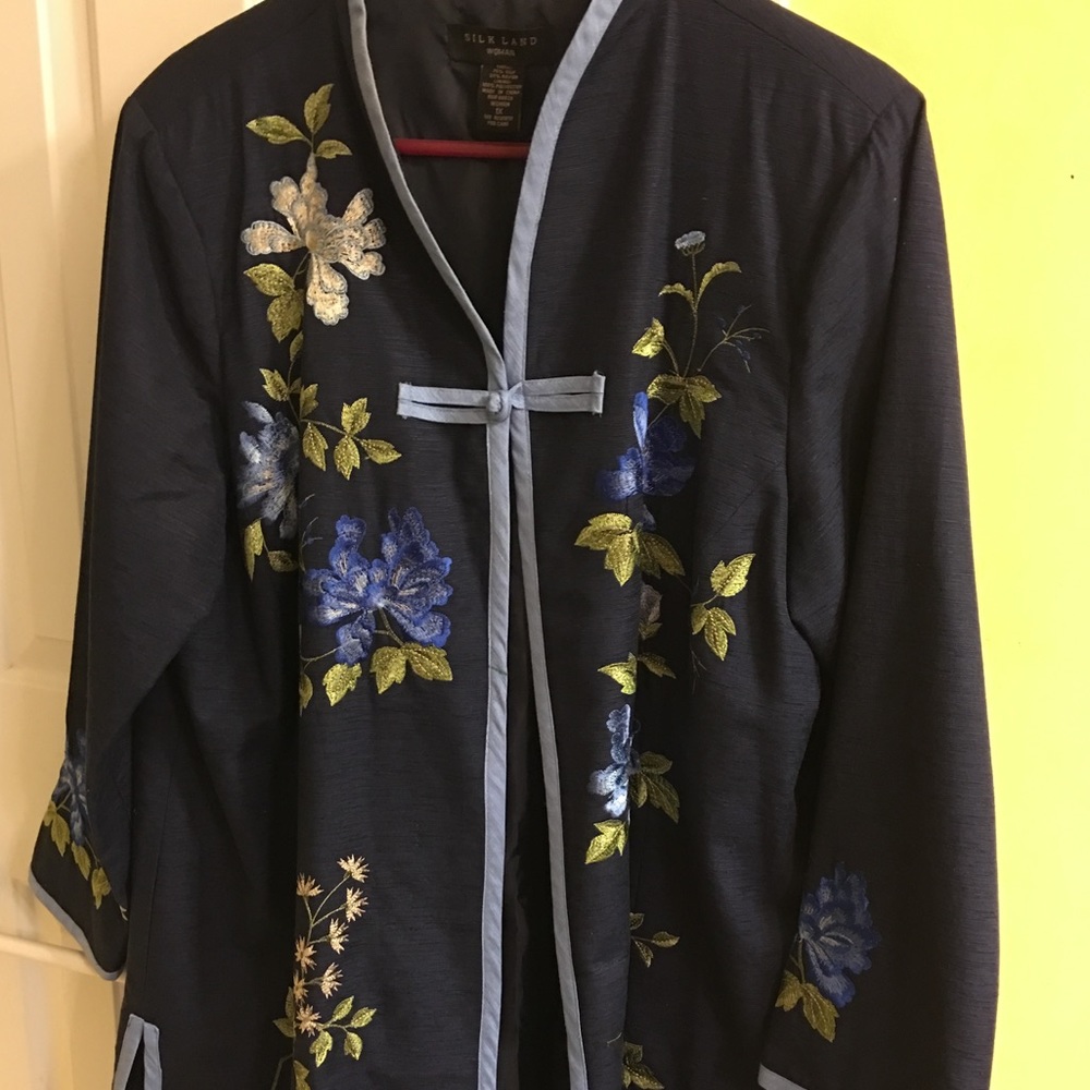 Majestic 3/4 length Embroidered Silk Jacket