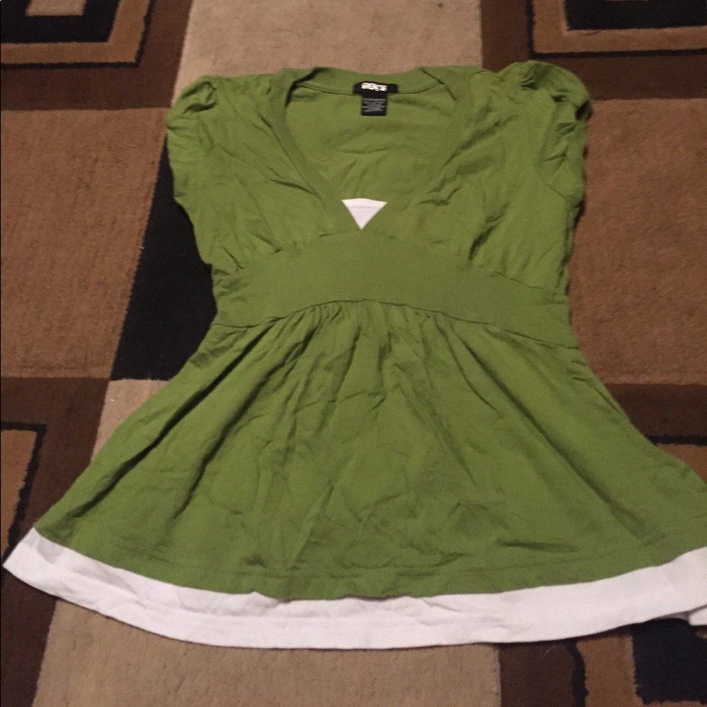 Green and white girls blouse