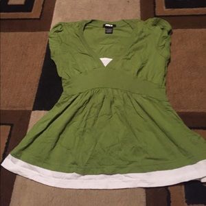 Green and white girls blouse