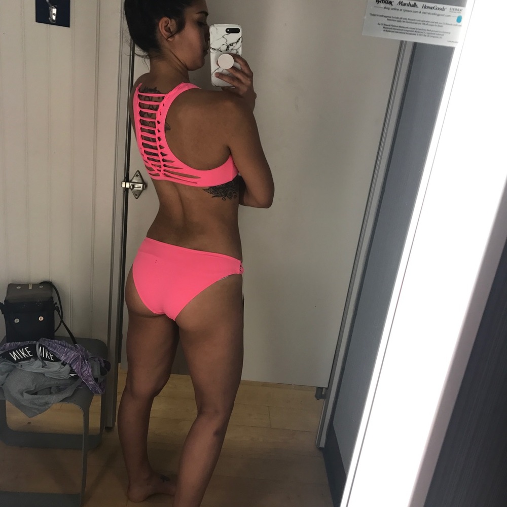 Neon pink bikini