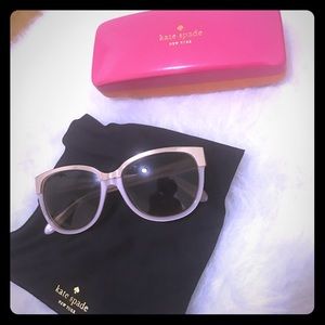 Kate Spade pink and gold sunglasses with case