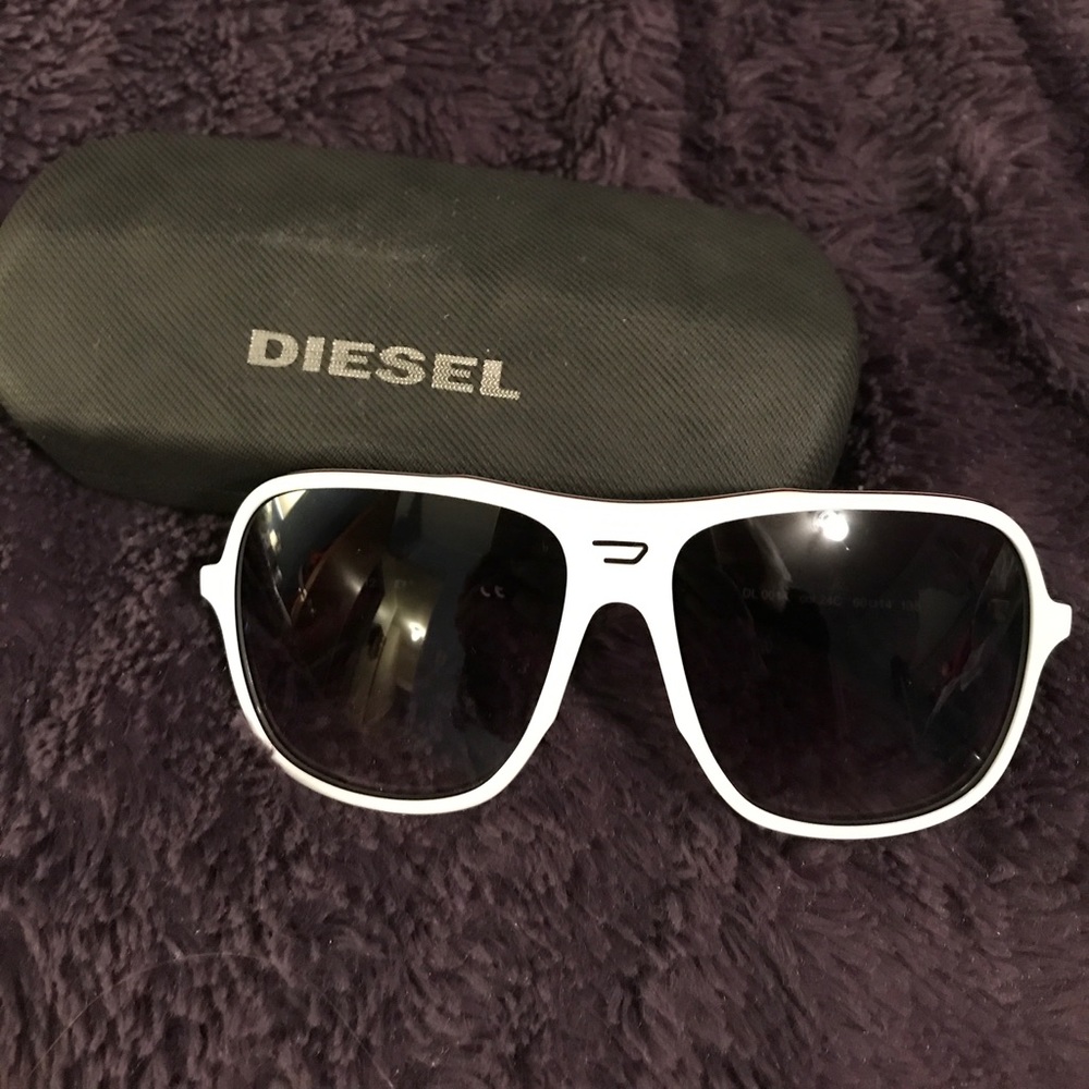 Diesel White Aviator Sunglasses