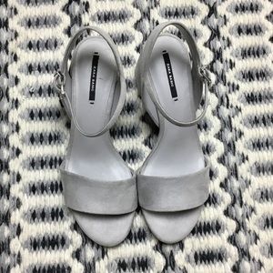 Zara Light Grey Chunky Heel Sandal