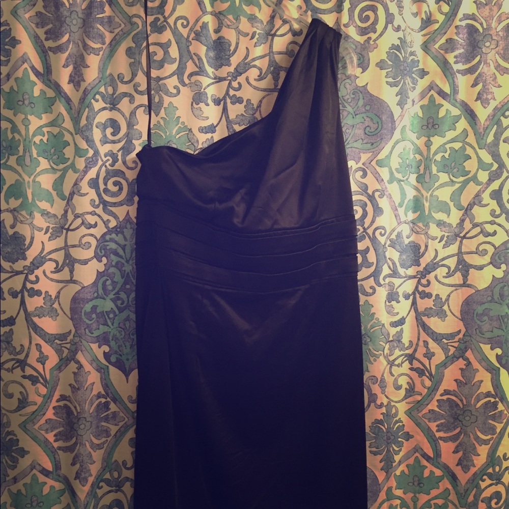 Calvin Klein Black Satin One Shoulder Dress size 8