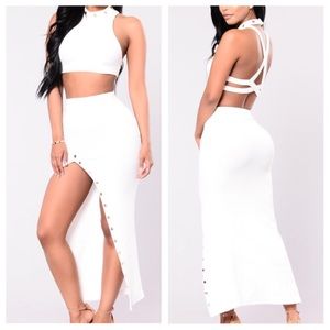 NWT FASHION NOVA WHITE SKIRT SET