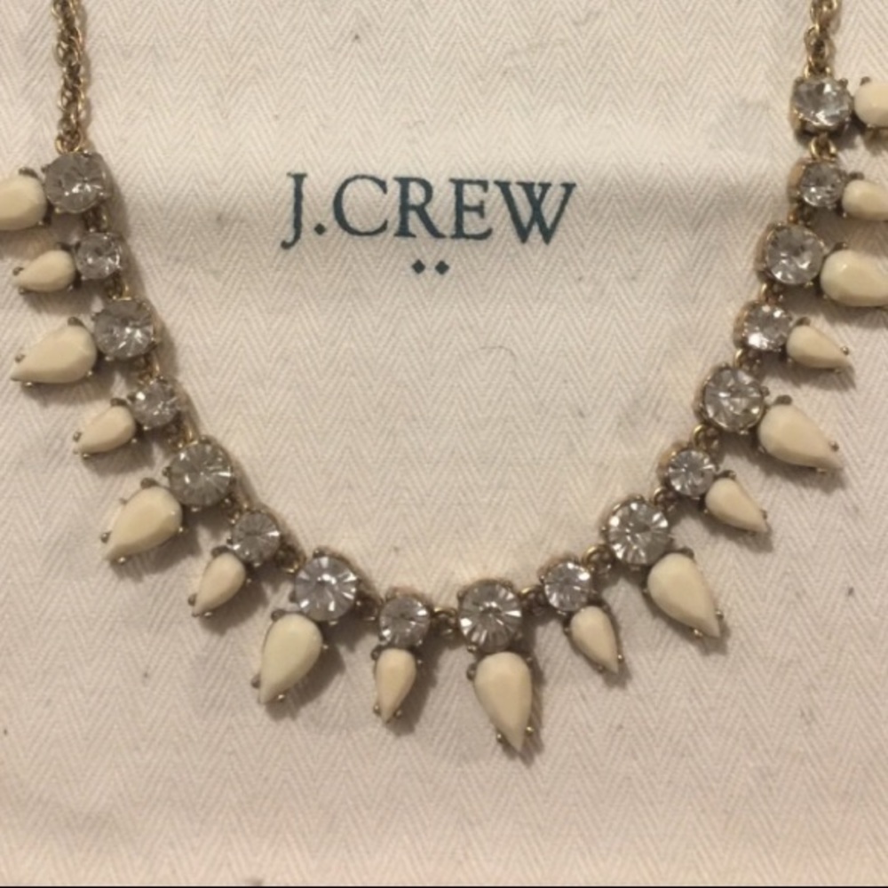 J.Crew White Triangle Rhinestone Necklace HTF  - Picture 3 of 3