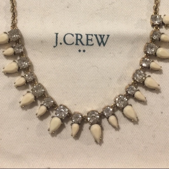 J.Crew White Triangle Rhinestone Necklace HTF  - Picture 3 of 3