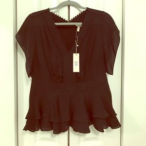 Rebecca Taylor Black Chiffon top. NWT! Size 8