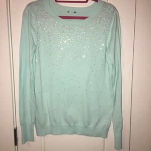 Beautiful Express Sweater mint with rhinestones L