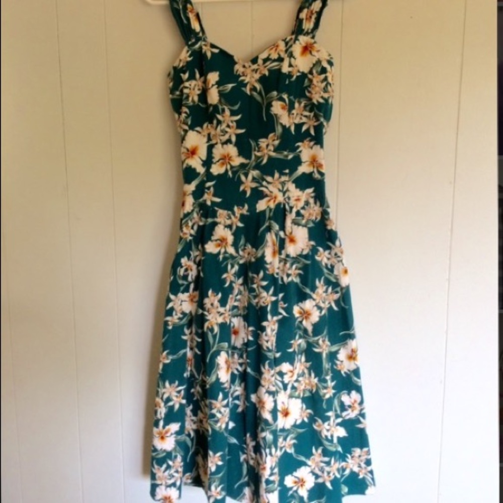 Sweetheart Neckline floral print tropical dress