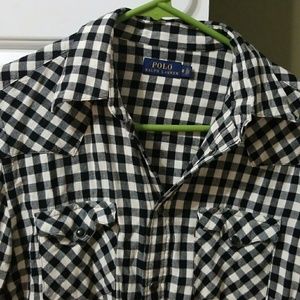 Polo Ralph Lauren womens plaid shirt pearl snaps 8