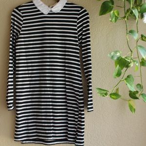 Long sleeve black striped dress