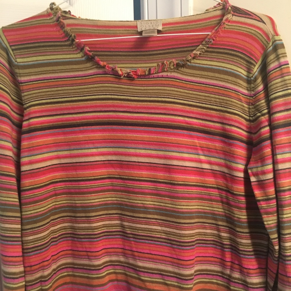 Sigrid Olsen striped light sweater size large