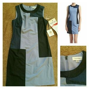 Calvin Klein Blue Colorblock Sheath Dress