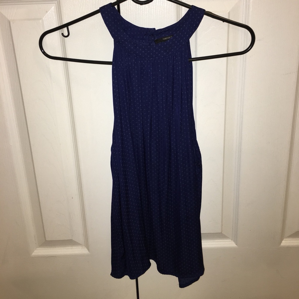 Polka dot silky high neck tank top
