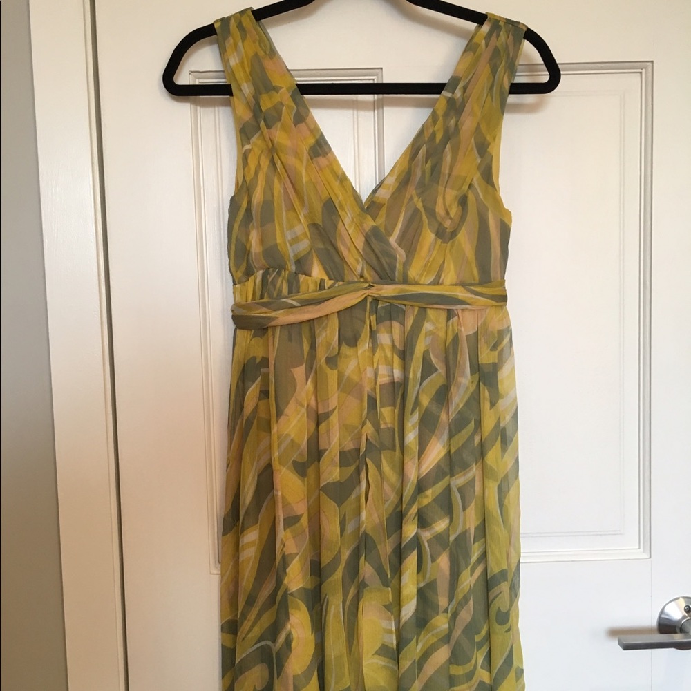 Anthropologie Yellow Silk Dress