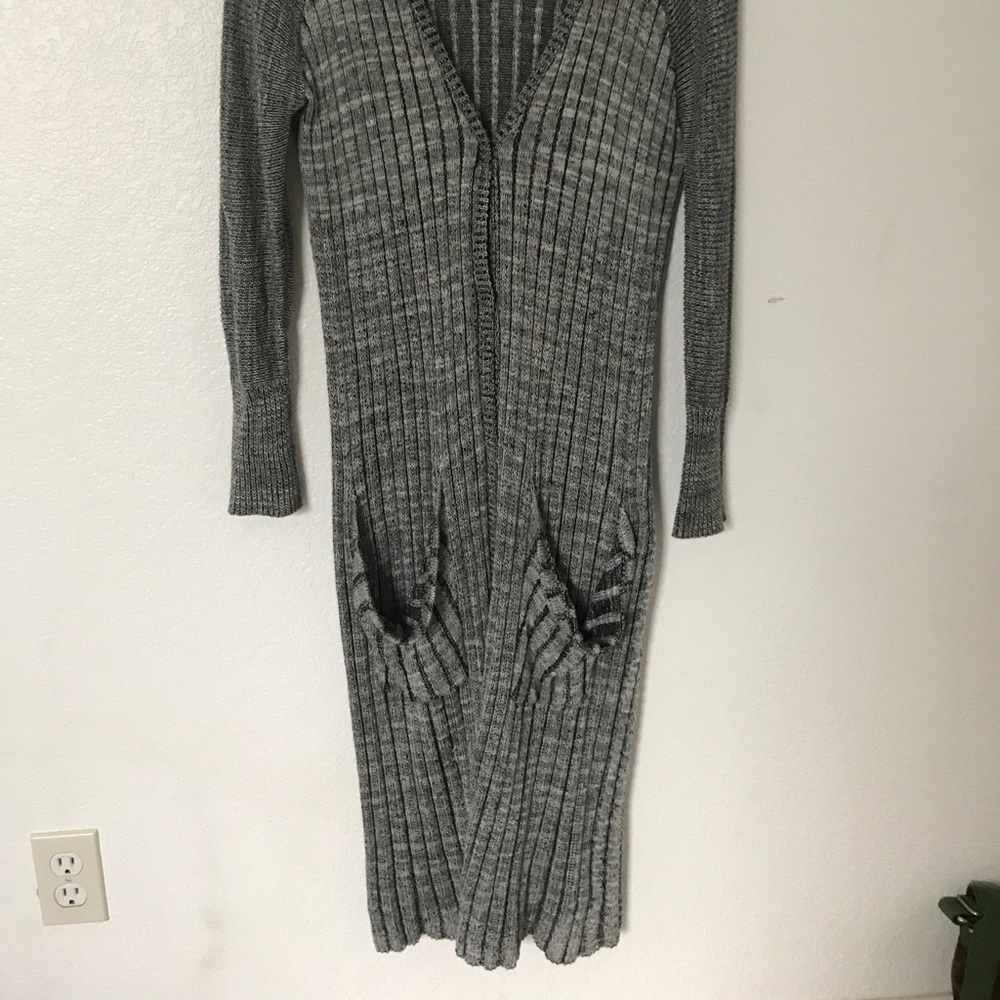 Long grey buttoned down cardigan