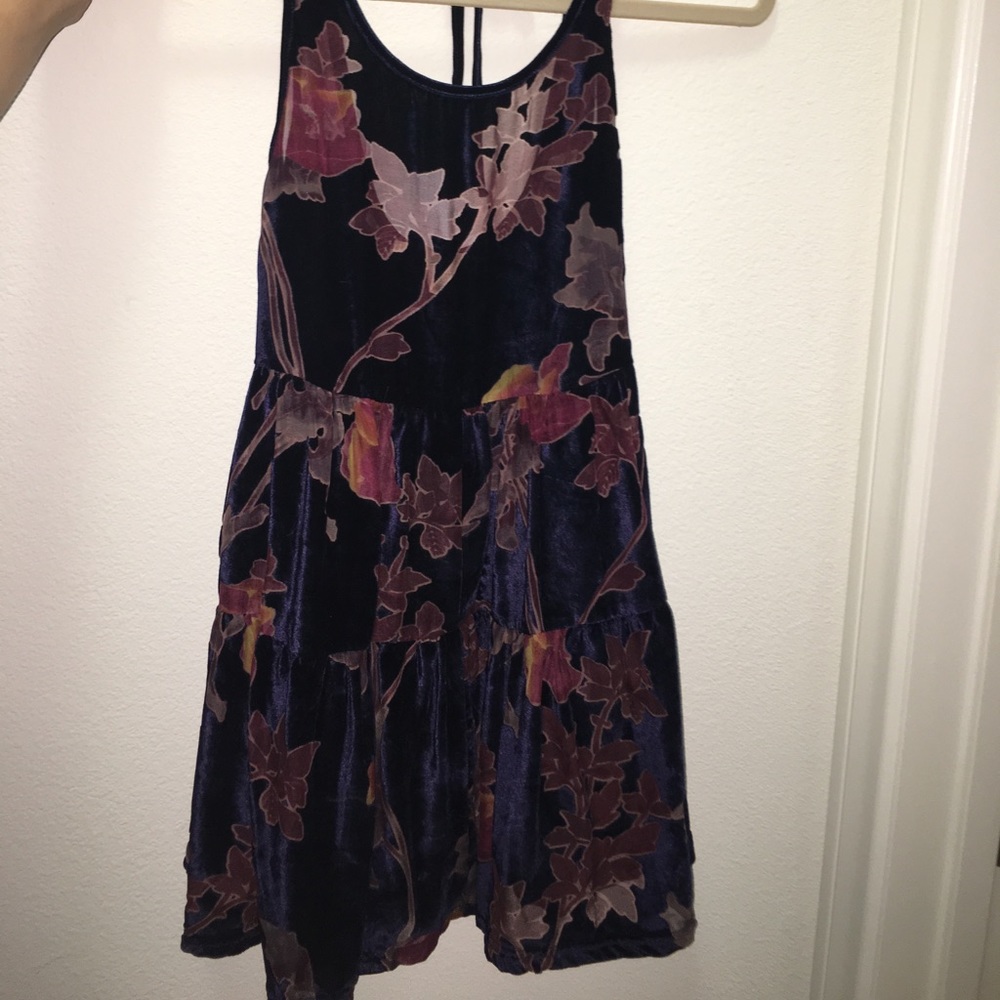 Velvet blue swing dress from Urban Outfitters