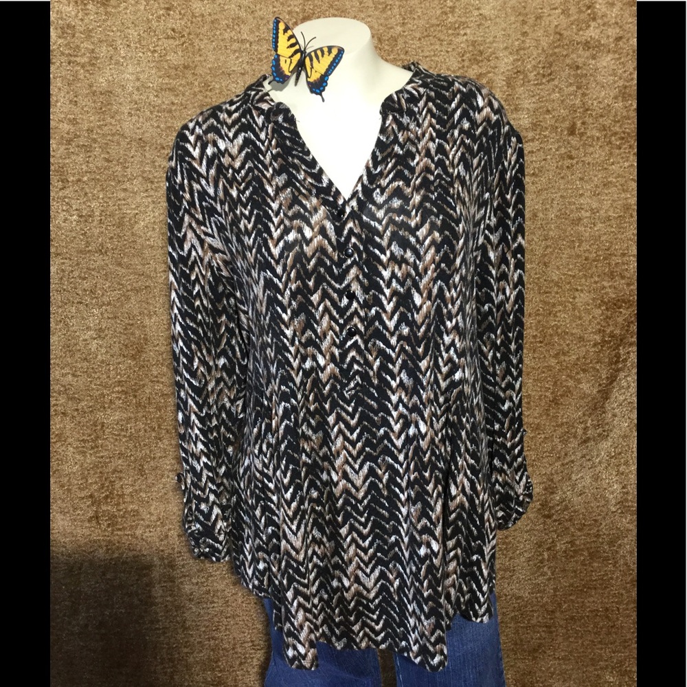 ROZ & ALI 4 Button 3/4 sleeve Pullover size 1X - Picture 1 of 8