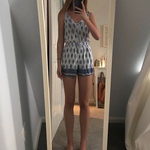 Adorable Blue and White Printed Romper