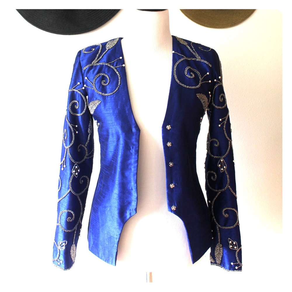 Virgos Lounge metallic blue gem jacket, XS