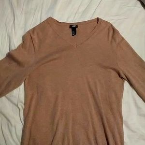 H&M Camel/Beige V-Neck Sweater