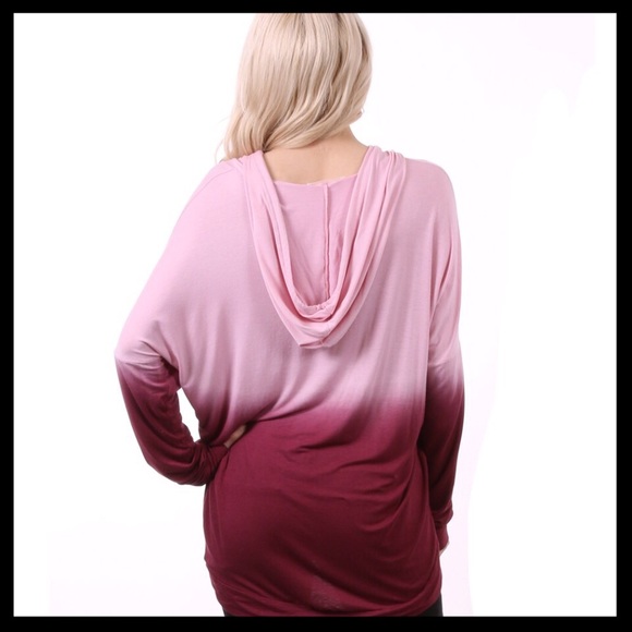 DIP DYE HOODIE - Pink & Burgundy - Lightweight - Picture 4 of 5