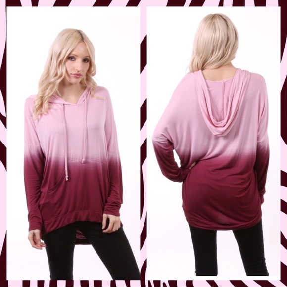 DIP DYE HOODIE - Pink & Burgundy - Lightweight - Picture 5 of 5
