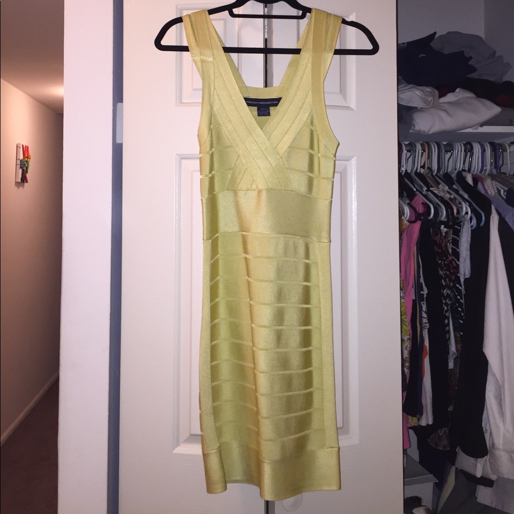 French connection yellow bandage dress